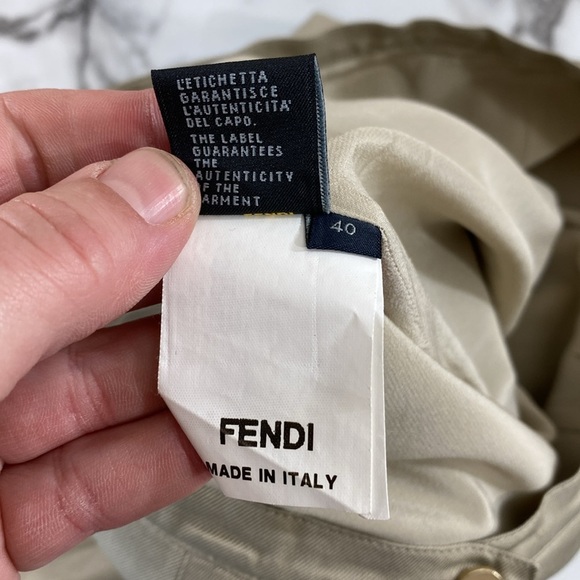 Fendi Skirt Womens 40 Tan Twill Silk Mini Peplum Layered Pencil Classy Designer - Picture 10 of 15